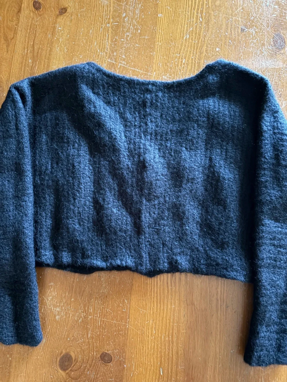 Free People Black V-Neck Fuzzy Knit Sweater Size XS